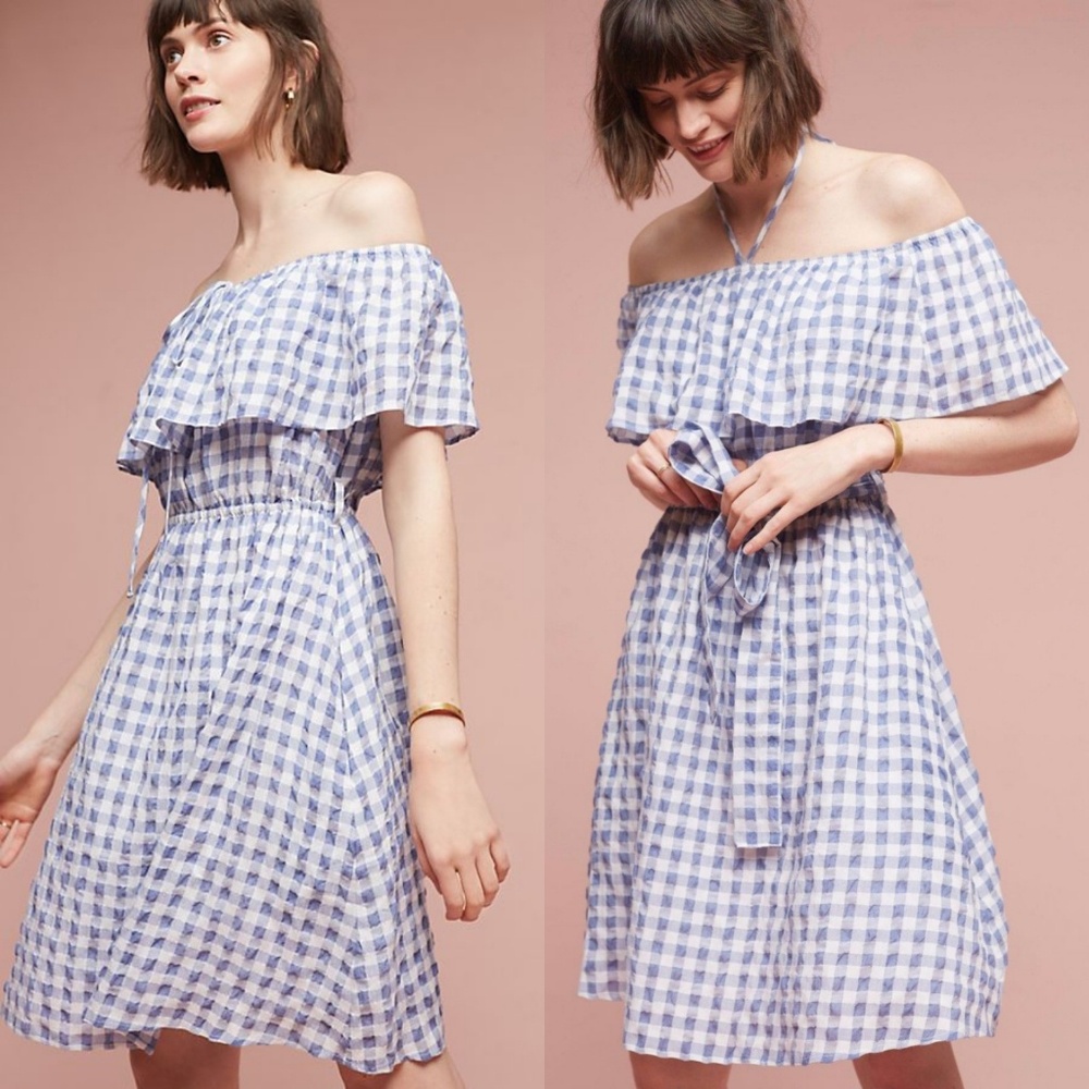 NWT 11•1•Tyhlo Kinsey Gingham Off Shoulder Dress